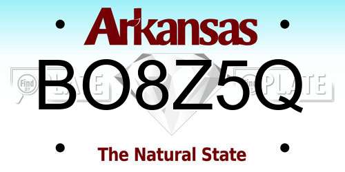 BO8Z5Q Arkansas License Plate