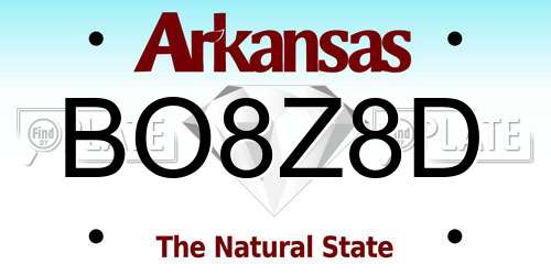 BO8Z8D Arkansas License Plate