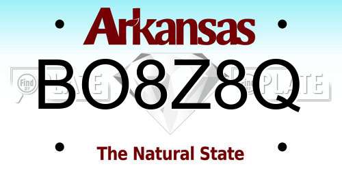 BO8Z8Q Arkansas License Plate
