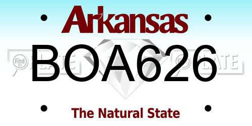 BOA626 Arkansas License Plate