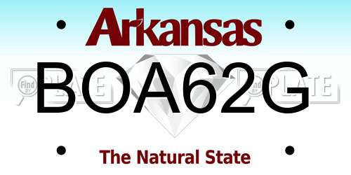 BOA62G Arkansas License Plate