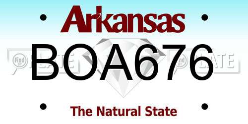 BOA676 Arkansas License Plate
