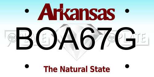 BOA67G Arkansas License Plate