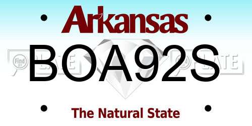 BOA92S Arkansas License Plate