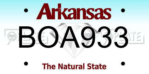 BOA933 Arkansas License Plate
