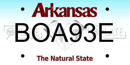 BOA93E Arkansas License Plate