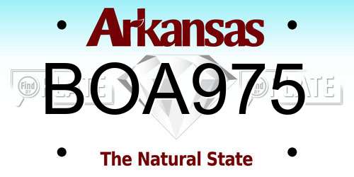 BOA975 Arkansas License Plate
