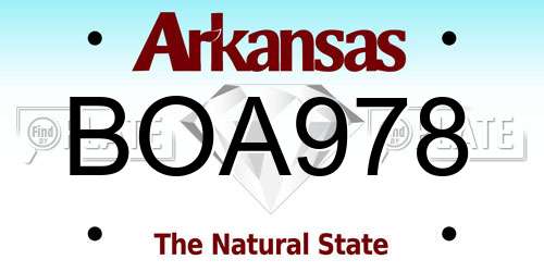 BOA978 Arkansas License Plate