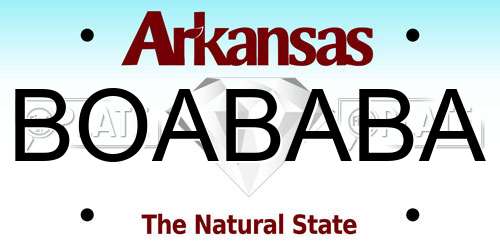 BOABABA Arkansas License Plate
