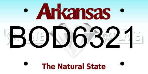 BOD6321 Arkansas License Plate