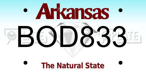 BOD833 Arkansas License Plate