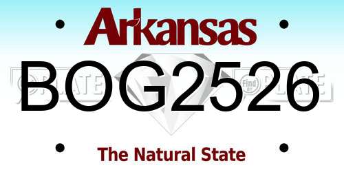 BOG2526 Arkansas License Plate