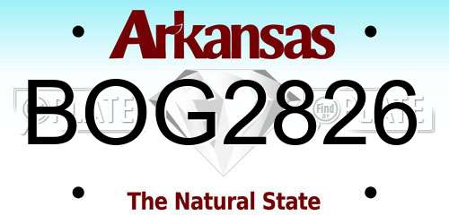 BOG2826 Arkansas License Plate