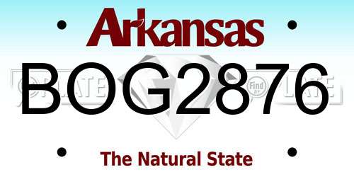 BOG2876 Arkansas License Plate