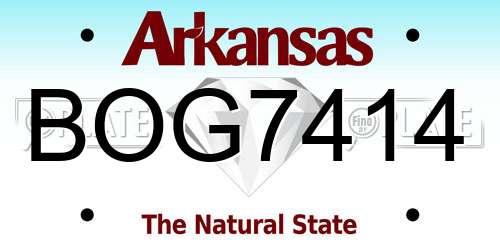 BOG7414 Arkansas License Plate