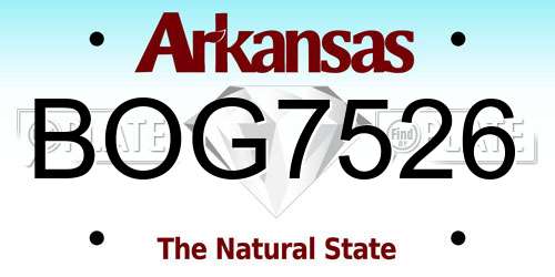 BOG7526 Arkansas License Plate