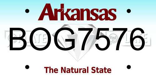 BOG7576 Arkansas License Plate