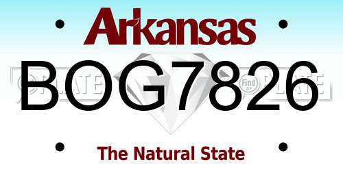 BOG7826 Arkansas License Plate