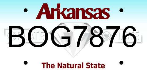 BOG7876 Arkansas License Plate