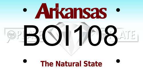 BOI108 Arkansas License Plate