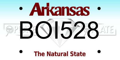 BOI528 Arkansas License Plate