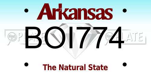 BOI774 Arkansas License Plate