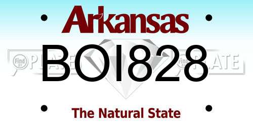 BOI828 Arkansas License Plate