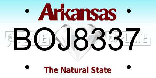 BOJ8337 Arkansas License Plate