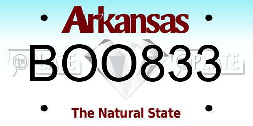 BOO833 Arkansas License Plate
