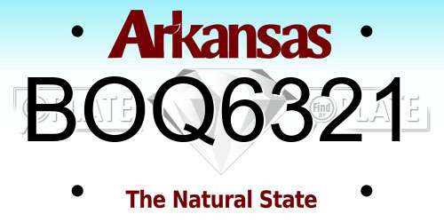 BOQ6321 Arkansas License Plate