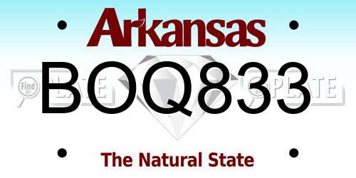 BOQ833 Arkansas License Plate