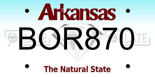 BOR870 Arkansas License Plate