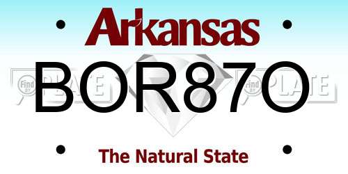 BOR87O Arkansas License Plate