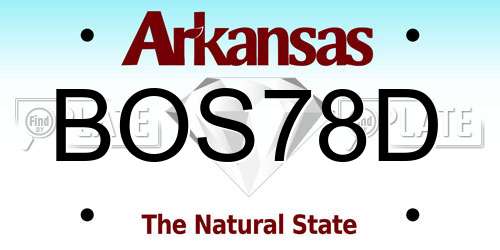 BOS78D Arkansas License Plate