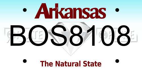 BOS8108 Arkansas License Plate