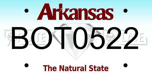 BOT0522 Arkansas License Plate