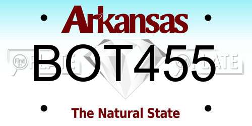 BOT455 Arkansas License Plate