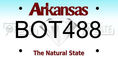 BOT488 Arkansas License Plate