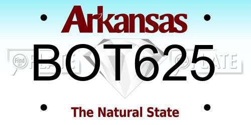 BOT625 Arkansas License Plate