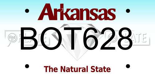 BOT628 Arkansas License Plate