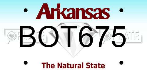 BOT675 Arkansas License Plate