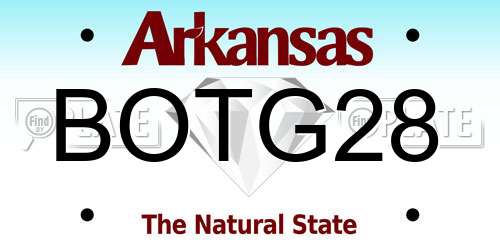 BOTG28 Arkansas License Plate