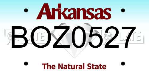 BOZ0527 Arkansas License Plate
