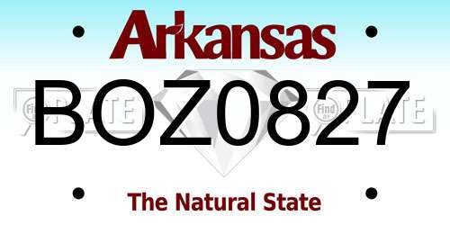BOZ0827 Arkansas License Plate