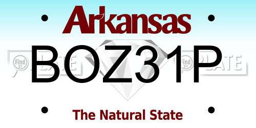 BOZ31P Arkansas License Plate