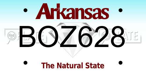 BOZ628 Arkansas License Plate