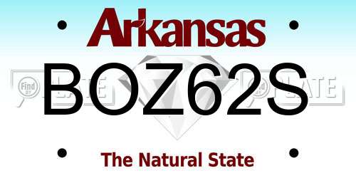 BOZ62S Arkansas License Plate
