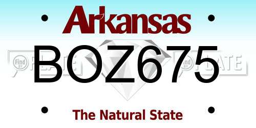BOZ675 Arkansas License Plate