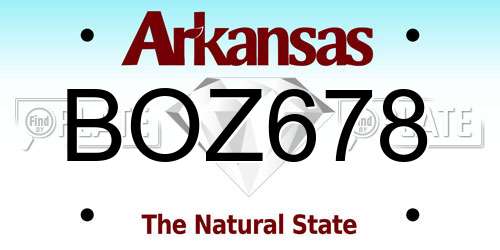 BOZ678 Arkansas License Plate