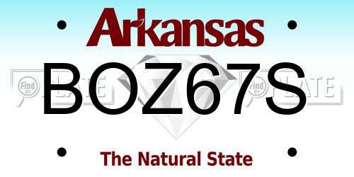 BOZ67S Arkansas License Plate